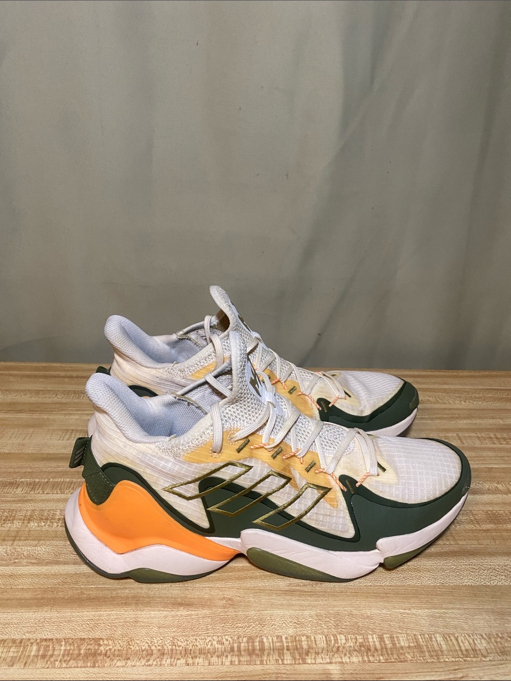 Adidas Patrick Mahomes 1 Impact FLX Khaki Pine Orange Cross Training Shoes 11.5